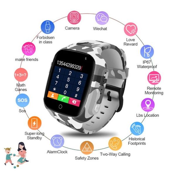 

lec2 kids smart watch gps anti lost 600mah battery baby smartwatch ip67 waterproof sos for children support take video