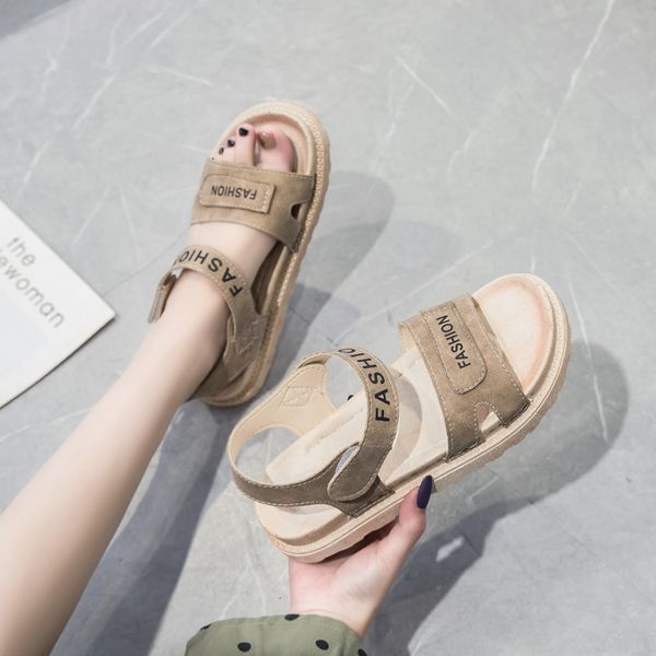 

2020 new flat beach shoes summer women's shoes fashion with open toe suede word buckle women sandals rome gladiator, Black