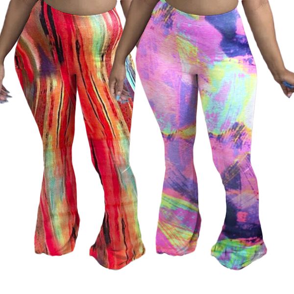 

women skinny bootcut pants tie dye high waist pack hip trousers famale 2020 fashion pants, Black;white