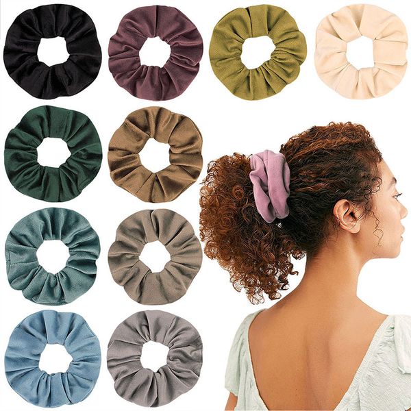 

women solid color elastic hair bands rubber band autumn winter velvet hair scrunchies ponytail holder headwear accessories