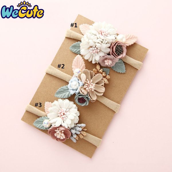 

wecute baby headband bandeau bebe fille princess style fashion flower baby hair band infant toddler kids girl hair accessories, Slivery;white