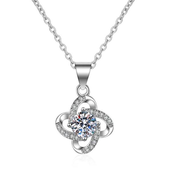 

925 sterling silver ziron necklace woman simple four-leaf clover silver-plated clavicle chain girlfriend gift