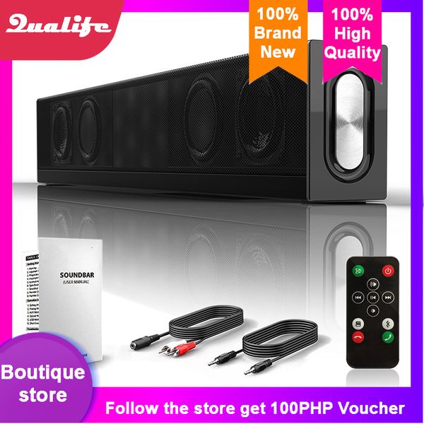 

s688 4 drivers 20w bluetooth speaker soundbar subwoofer super bass portable wireless computer pc tv hifi speaker mic fm radio