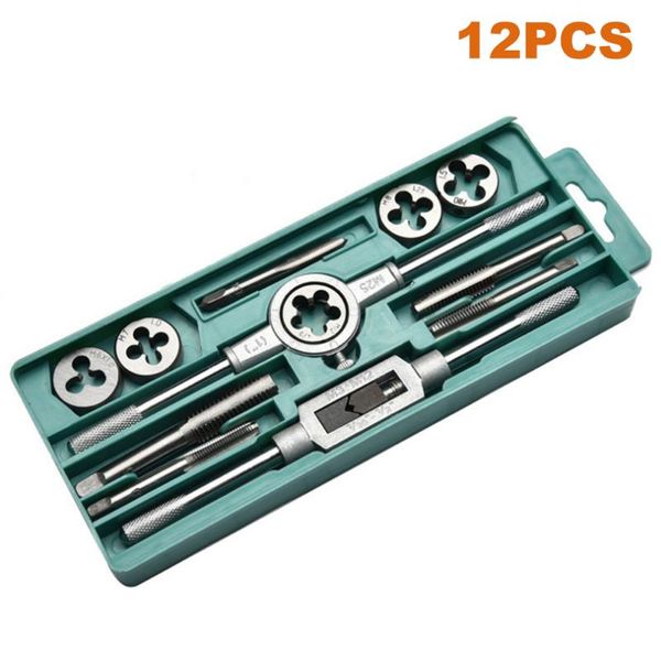

12/20/40pcs alloy steel tap die set m3-m12 screw metric thread tap drill wrench dies holder hand thread plug tool with case