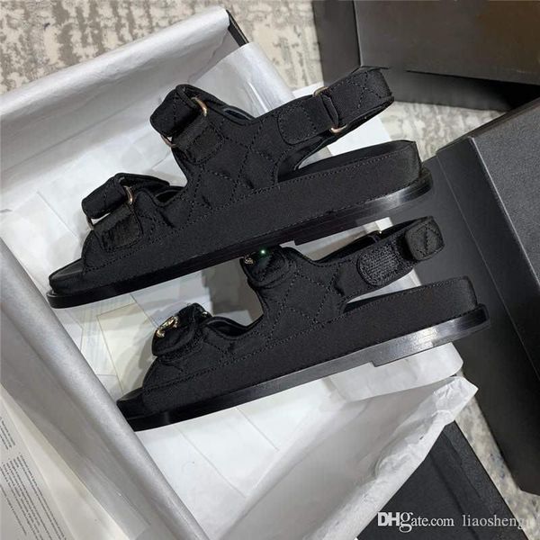 

new women's sandals classic thick bottom velcro beach shoes satin sneakers quilted leather golden luxury designer casual shoes with soc, Red;white