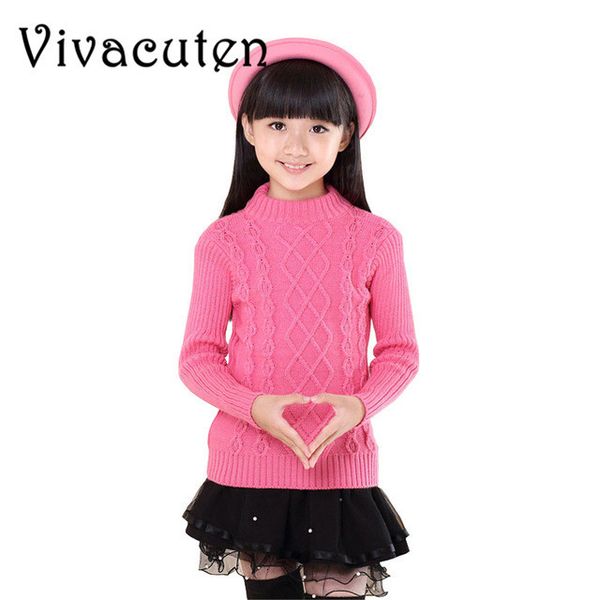 

knitted sweaters for girls children clothing o-neck school girls sweaters baby clothes autumn winter outerwear teenage h103, Blue