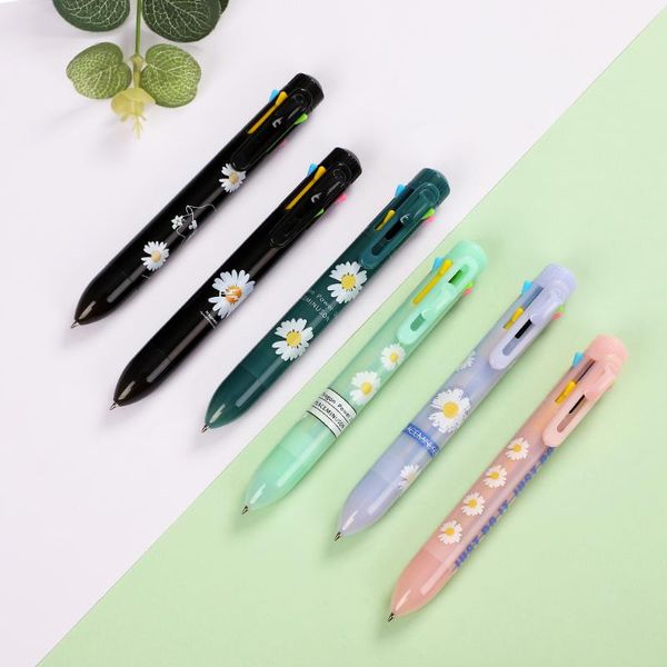 

ballpoint pens jianwu 8 color cute daisy pen large capacity straight liquid multifunctional girl journal kawaii, Blue;orange