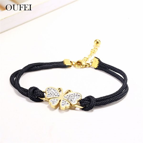 

oufei charm butterfly bracelets bangles for women stainless steel jewelry woman 2020 jewellery accessories bohemian, Black