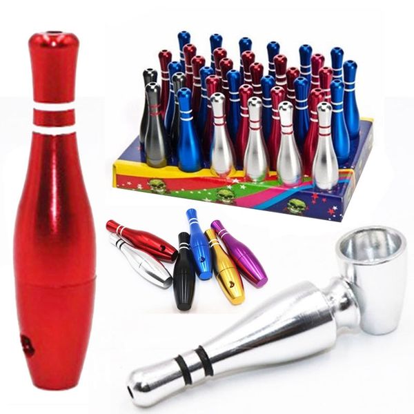 

mini 79mm smoking bowling pipes metel bullet pipe pipes fliter colorful filter with holder small tobacco bottle hruhg