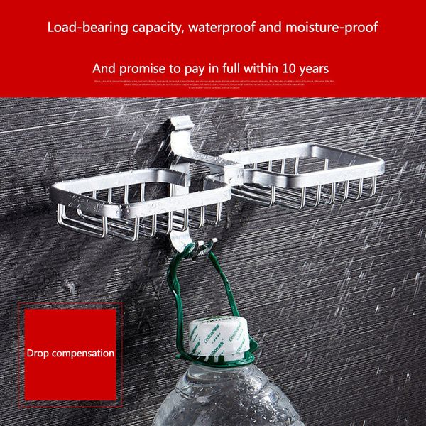 

no drilling rustproof aluminium bathroom durable with hook silver soap holder