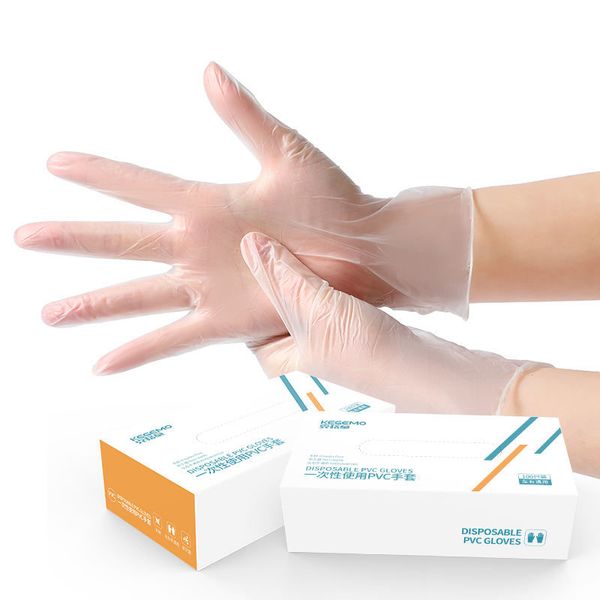 

100 count powder-clear vinyl single use gloves latex powder non-sterile disposable gloves ambidextrous food safe examination