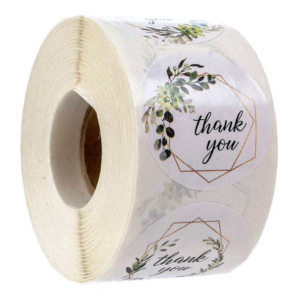 500 pcs Roll 1inch Obrigado adesivo adesivos acessórios de casamento Tag Garrafa envelope caixa de presente caixa de presente