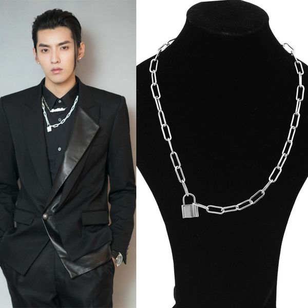 

fashion asymmetrical lock necklace all-match stainless steel necklace sale, Silver