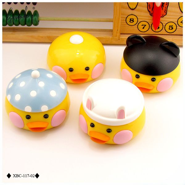 

lymouko abs cute doodle duck style portable contact lenses case for women with mirror kit container contact lens box, Silver