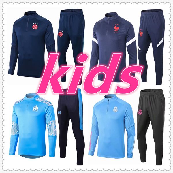 

real madrid kids marseille ajax kids real madrid jerseys 2021 soccer tracksuit kids football kits soccer training suit jacket, Black