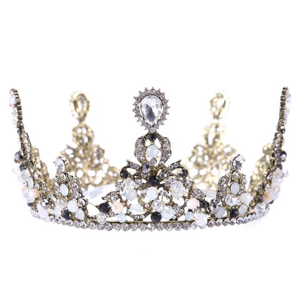 

bride wedding hair jewelry tiaras crowns accessories hair baroque retro body hand drill crown jewelry dress accessories lb, White;golden
