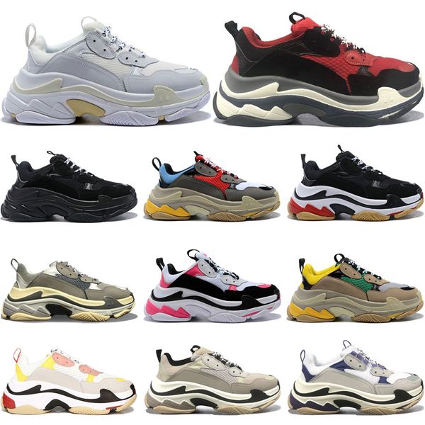

new arrival triple s sneaker mens shoes paris 17fw casual dad black white read yellow grey womens fashion sports trainers
