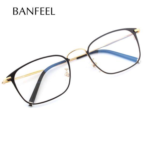 

banfeel titanium eyeglasses frame men custom glasses square prescriptionl eye glass korean screwless optical frames eyewear, Black