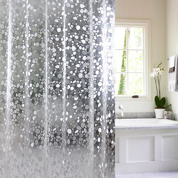 

a,plastic peva 3d waterproof shower curtain transparent white clear bathroom curtain luxury bath with 12pcs hooks
