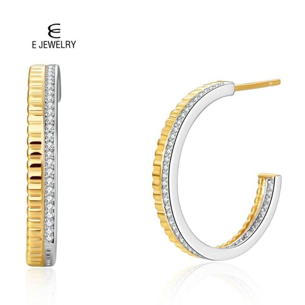 

e jewelry hoop earrings for women fashion dainty zircon twisted loops earring with hypoallergenic posts, Golden;silver