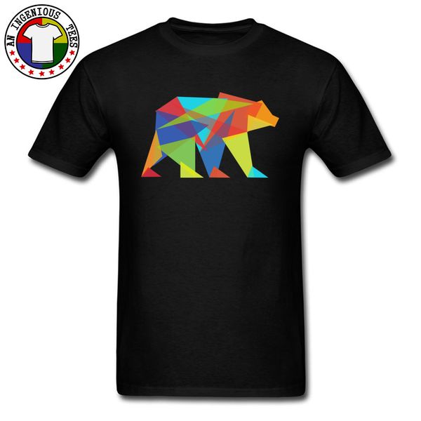 

эстетическая fractal геометрическая медведь черный футболка +2018 мода одежда плюс размер 3xl круглый воротник колледж tshirt продажа хлопок