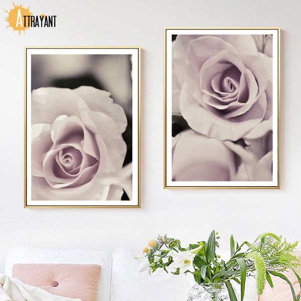 

fresh pink flowers rose plant wall art canvas painting nordic posters and prints wall pictures for living room bedroom decor