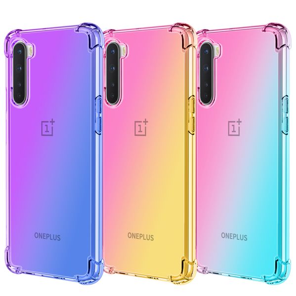 

градиент цвета ударопрочный подушка прозрачны для oneplus 7 7t 7pro 8pro oneplus nord дизайнер телефон случае