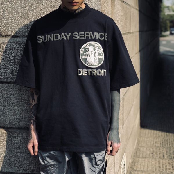 

20ss jesus is king sunday service tee religion casual solid high street skateboard short sleeves fashion men women summer t-shirt dh195, White;black