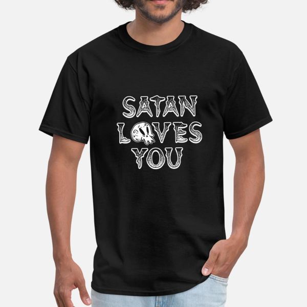 

сатана loves you t shirt men вязаная 100% хлопок круглый воротник сплошной цвет солнечный свет дышащий лето нормальная рубашка