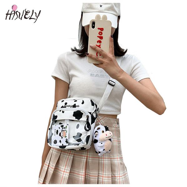 

harajuku cow print women shoulder bags milk cow puppet women's messenger bag transprant ita crossbody bags for women handbag