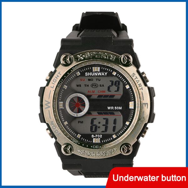 

men's luminous electronic watch sports multi-function digital watch 50m waterproof student electronic chronograph, Slivery;brown