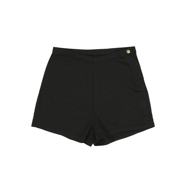 

women slim denim shorts fashion high waist side zipper button solid color cotton shorts without tag, White;black