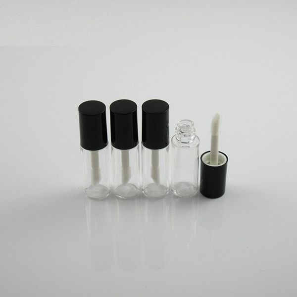 

3ml 3/5/10pcs black cap transparent pet lip gloss/ lip oil/ labial glair/eyelash bottle empty tube refillable small sample