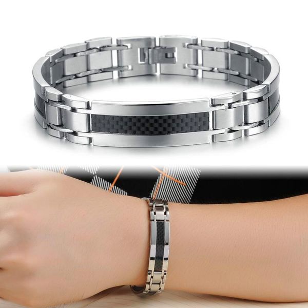 

bracelets men charms men bracelets punk man & bangles wristband pulsera hombrejewelry titanium steel, Golden;silver