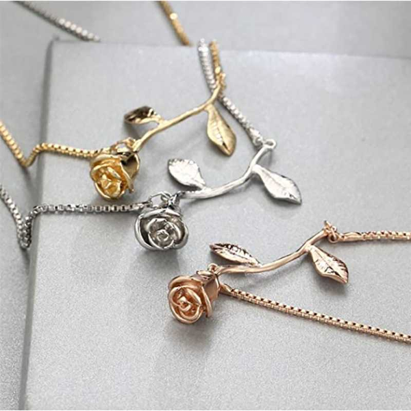 

jczr.y fashion red rose chain bracelet charm for women simple temperament flower bracelet link ornaments jewelry, Golden;silver