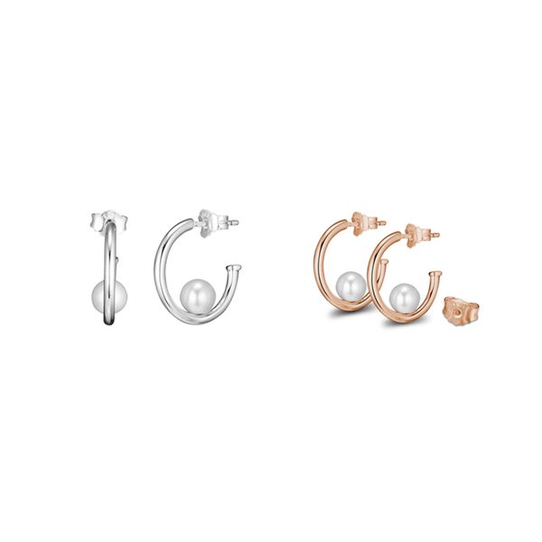 

contemporary pearls hoop earrings cultured pearl sterling silver jewelry woman diy fashion jewelry party earrings, Golden;silver