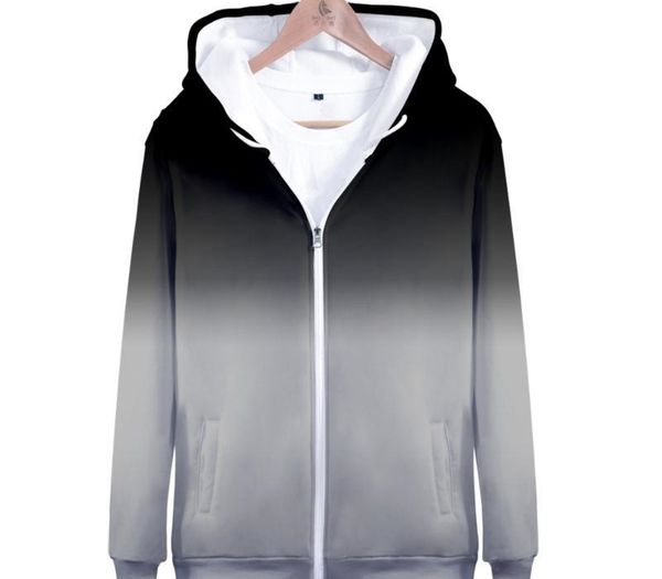 

popular color fades hoodie wear fashion ladies sweatshirt boy zipper hoodie streetwear jacket harajuku men's zipper casual, Black