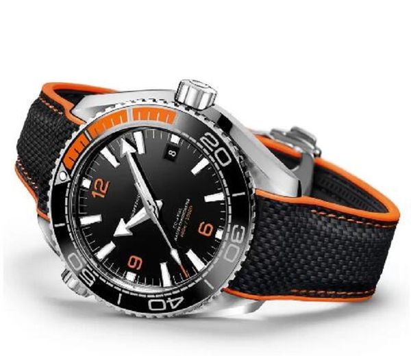 

professional 600m james bond 007 watch master co-axial automatic movment stainless canvas strap sport mens watches wristwatches, Slivery;brown