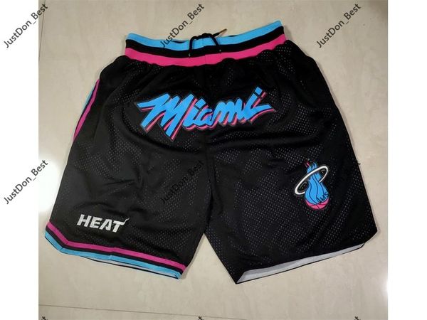 

miami heat jersey 3 wade 7 dragic 22 butler just don stitched breathable pocket pants sweatpants classic basketball shorts home, Black;red