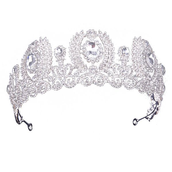

hair accessories wedding crown queen headband rhinestone big flower bridal tiara bride head diadem jewelry