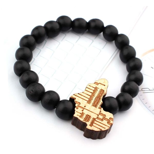 

8шт / lot good wood nyc chase infinite black африка карта подвеска деревянные бусы браслет hip hop мода ювелирные изделия y200730