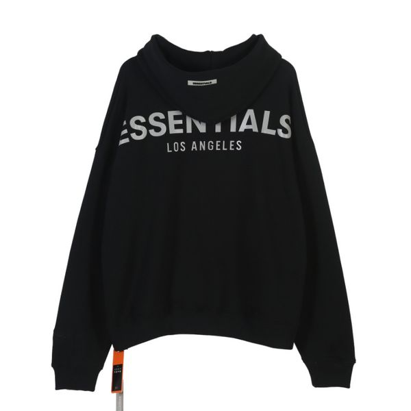 

3 colors mens designer hoodies fog essentials 3m reflective fleece hoodies high street fashion brand hoodie loose sweatshirt s-xl, Black