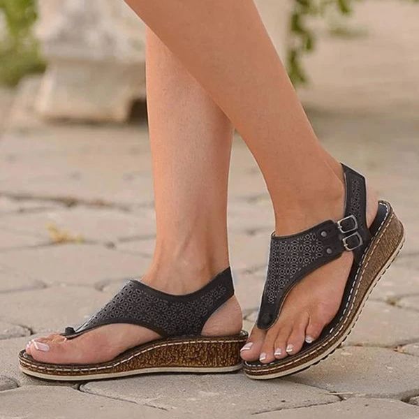 

summer new ladies sandals shoes sandalias de las mujeres women hollow out wedges sandals casual shoes 2020, Black