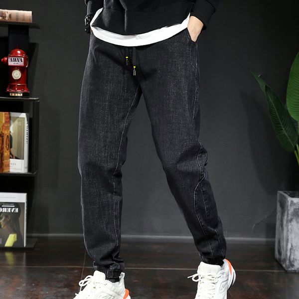 

men's jeans men trousers plus size stretch harem pants elastic waist fashion loose autumn and winter, Blue