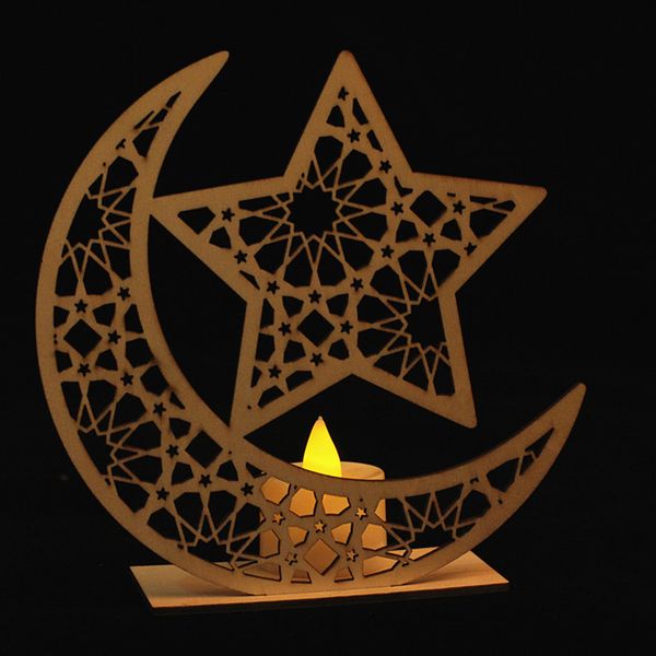 

led candle diy light party decor decoration muslim ramadan wooden festival moon