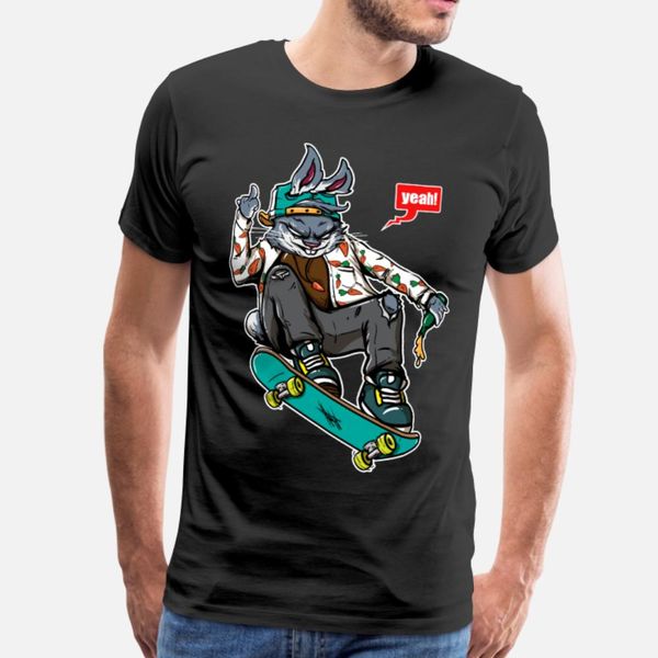 

rabbit skateboard t shirt men fitness 100% cotton round neck costume fitness funny casual summer style trend shirt