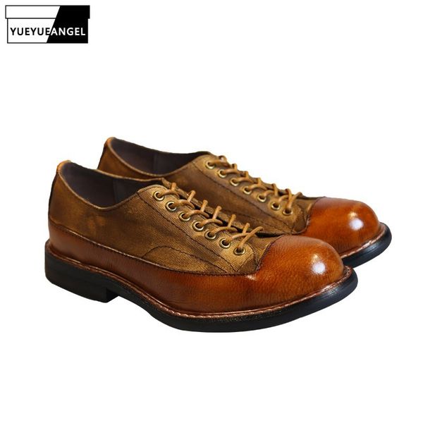 

retro british genuine cow leather safety shoes men big round toe handmade quality couple italian business formal derby shoes, Black