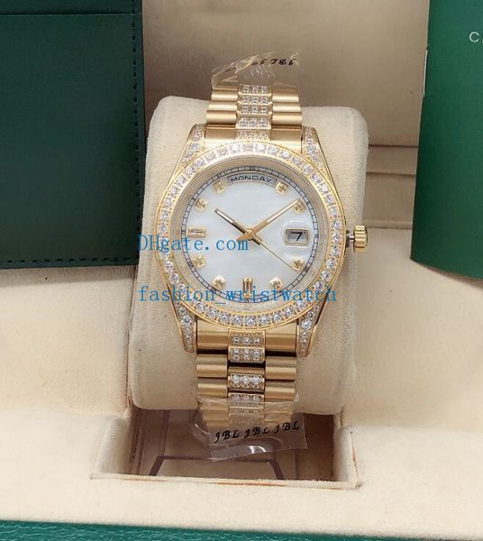 

wristwatch 41mm diamond 128238 128348 18k gold stainless steel asia 2813 movement mechanical automatic mens watches, Slivery;brown