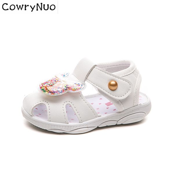 

insole 11.5-14cm summer soft bottom cartoon baby girl sandals with sound, Black;red