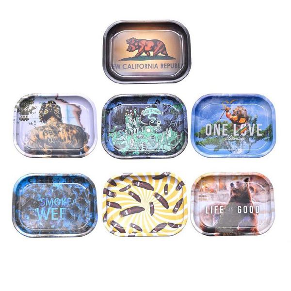 

new cartoon rolling tobacco tray smoking holder display tray size s rolling tray metal 71g 180x140mm 7 color
